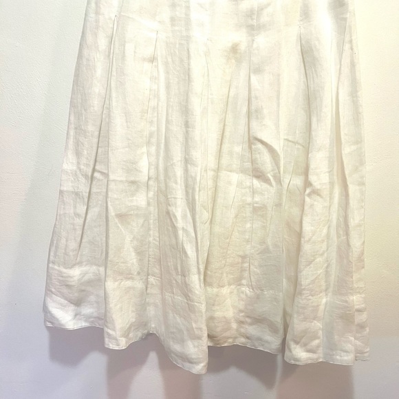 Talbots white linen skirt pleated 4 petite - Picture 4 of 7